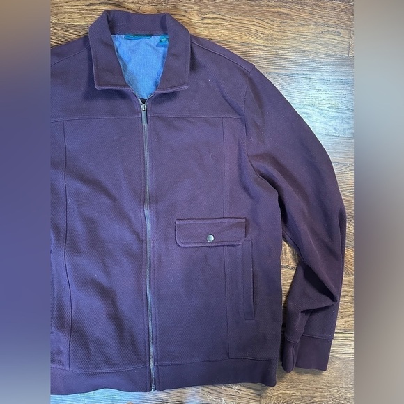 Perry Ellis maroon long sleeve zip-up sweater with pockets size XL - Picture 2 of 5
